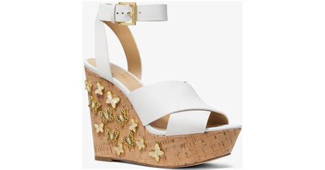 michael michael kors lacey butterfly embellished leather wedge|NIB MICHAEL MICHAEL KORS LACEY WEDGE BUTTERFLY .